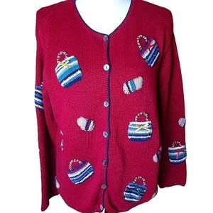 Vintage Talbot's Petites Cardigan Sweater Size PM Handbag Sandals Red EUC